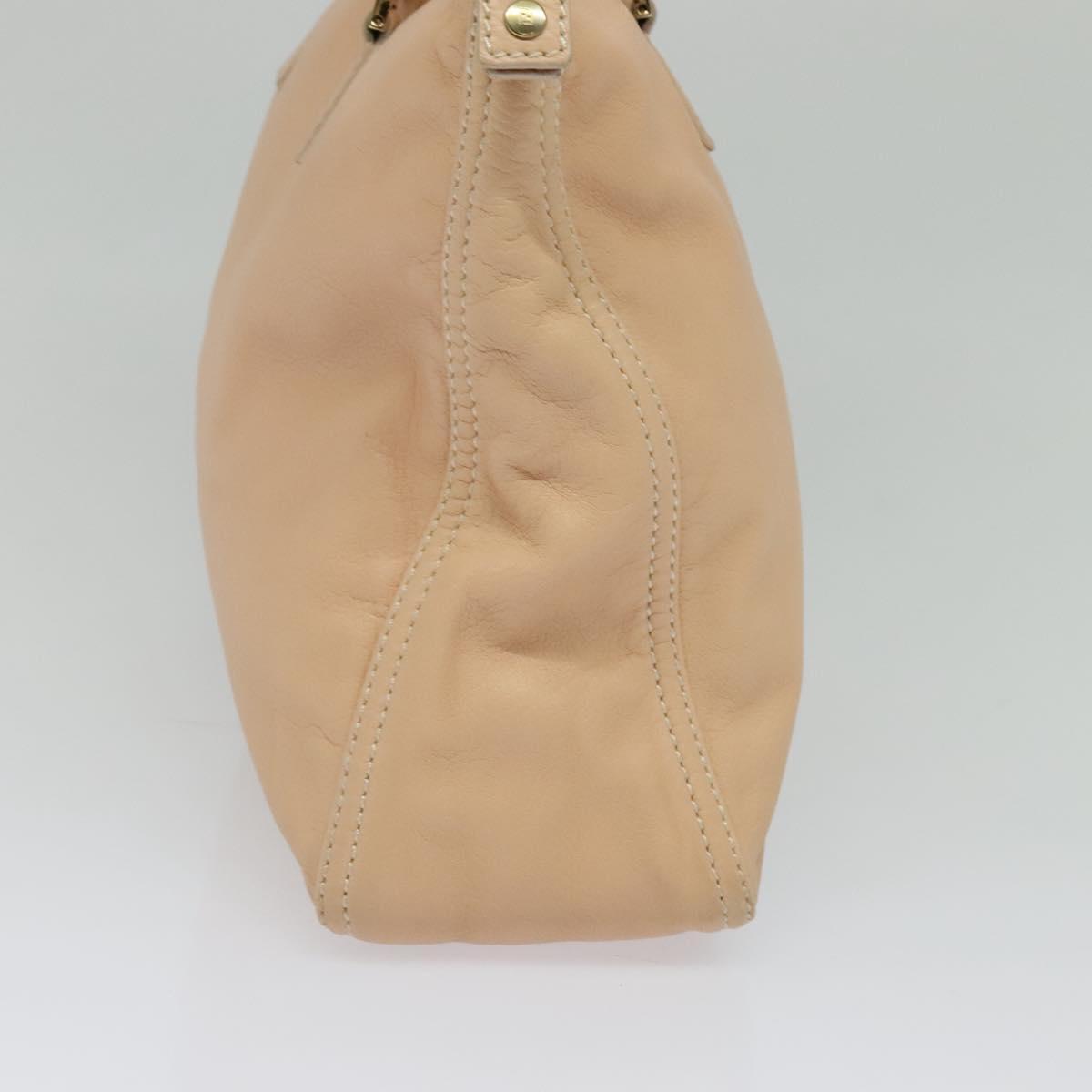 FENDI Hand Bag Leather Pink Gold Auth 129125