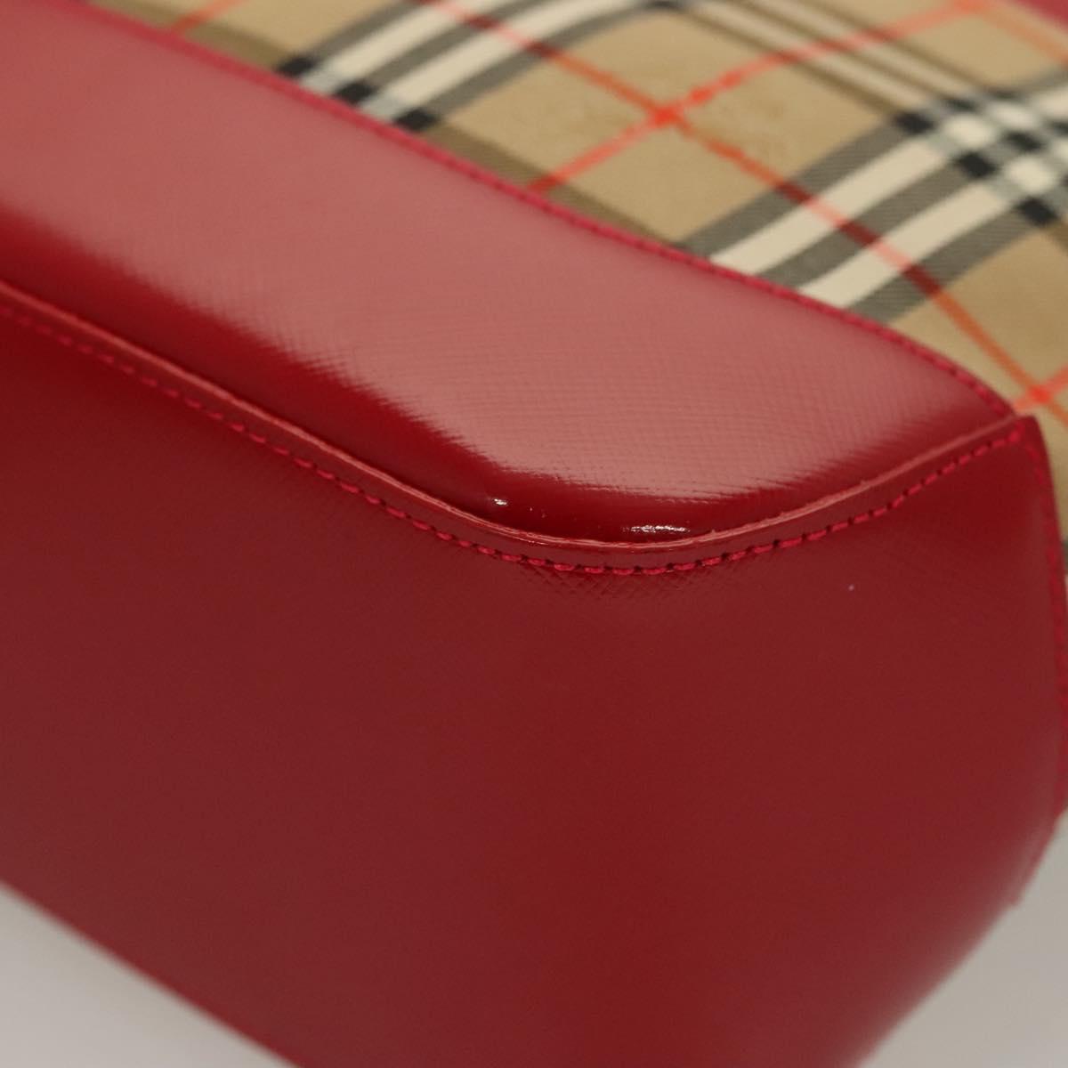 BURBERRY Nova Check Hand Bag Canvas Beige Gold Auth 129128