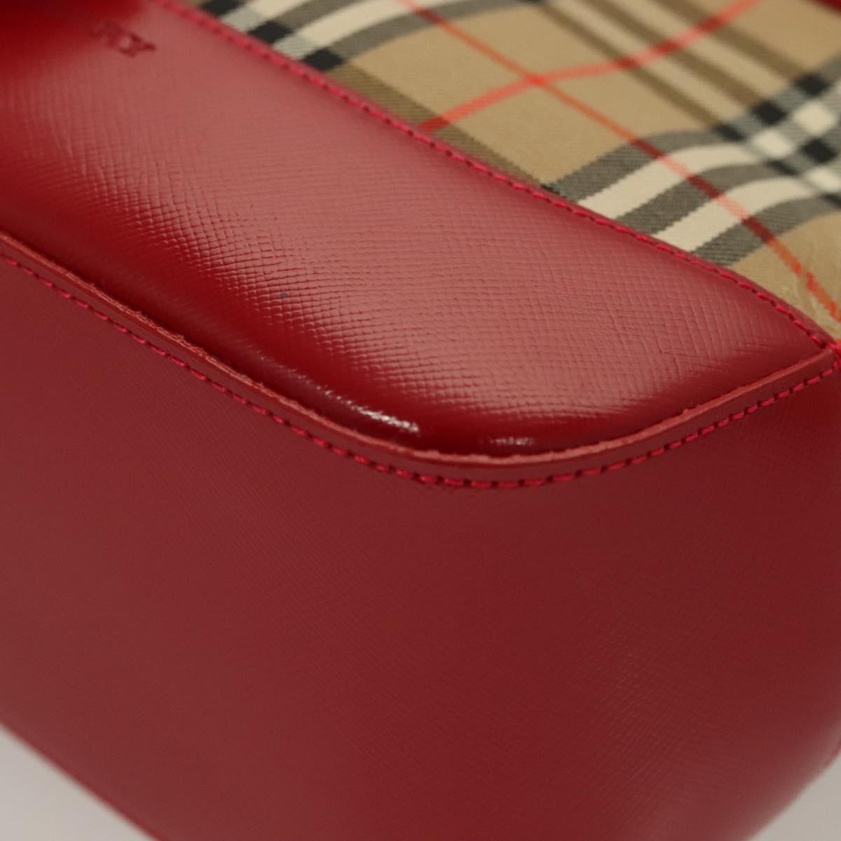 BURBERRY Nova Check Hand Bag Canvas Beige Gold Auth 129128