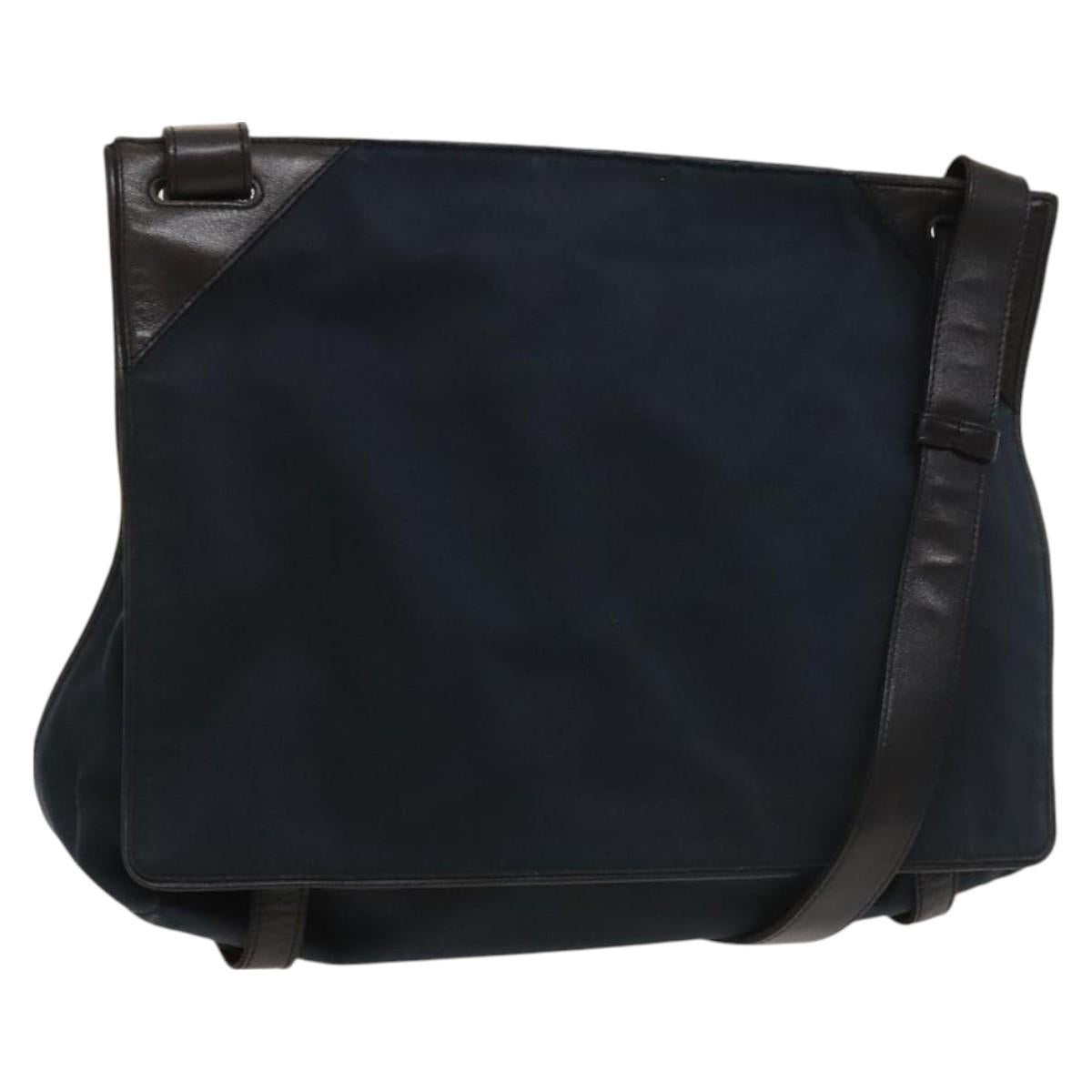 BOTTEGA VENETA Shoulder Bag Cotton Navy 113038 Auth 129164