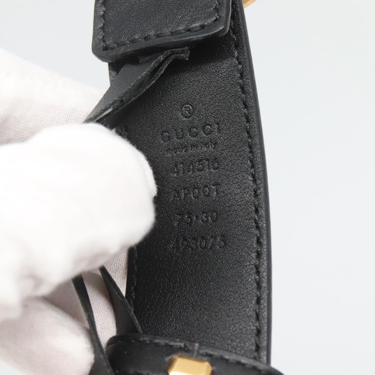 GUCCI GG Marmont Belt Leather 33.5"" Black Gold 414516 Auth 129193
