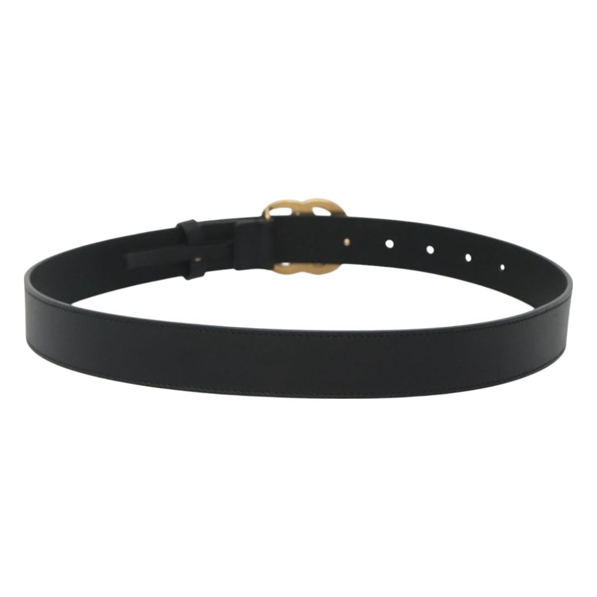 GUCCI GG Marmont Belt Leather 33.5"" Black Gold 414516 Auth 129193