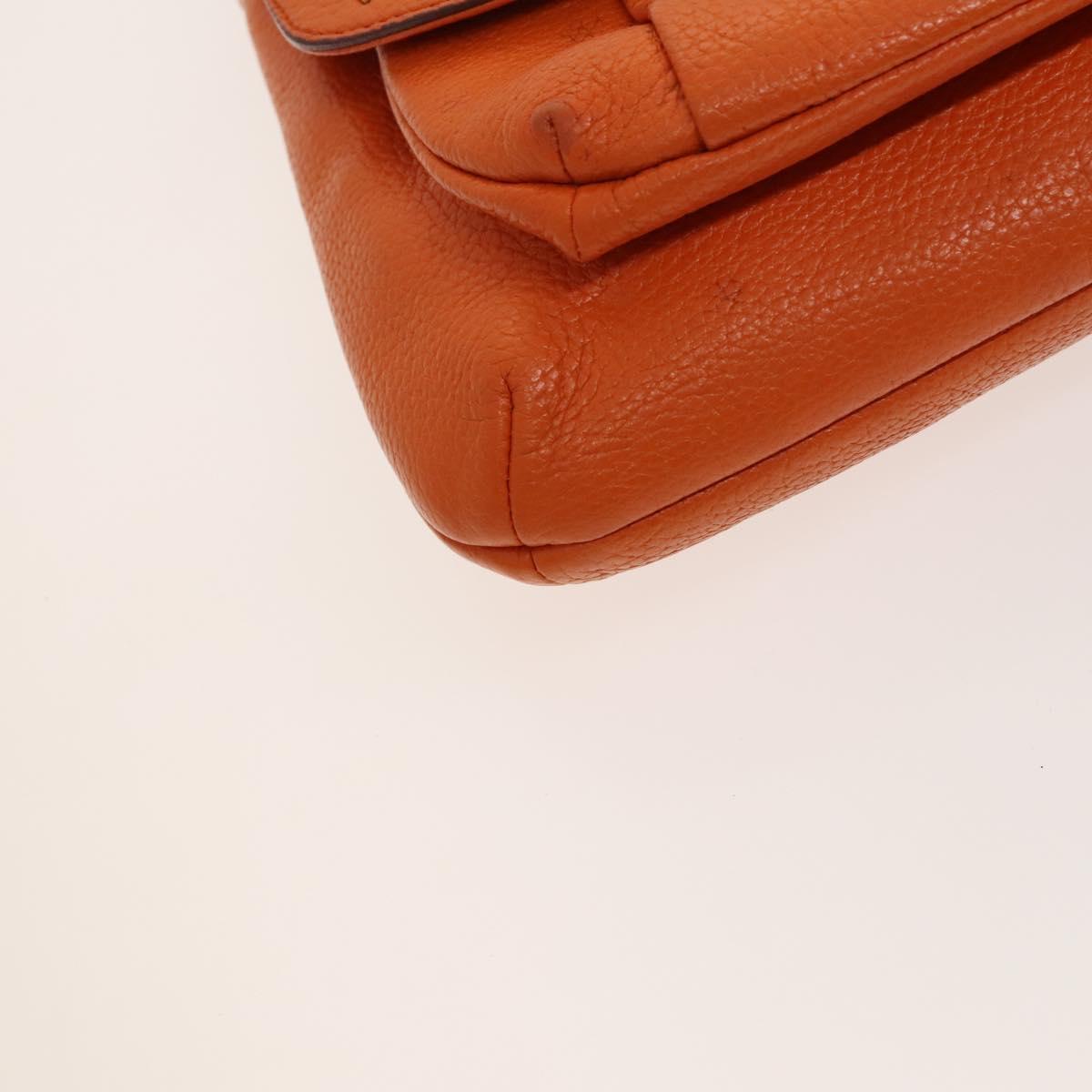 MCM Studs Chain Shoulder Bag Leather Orange Gold Auth 129209