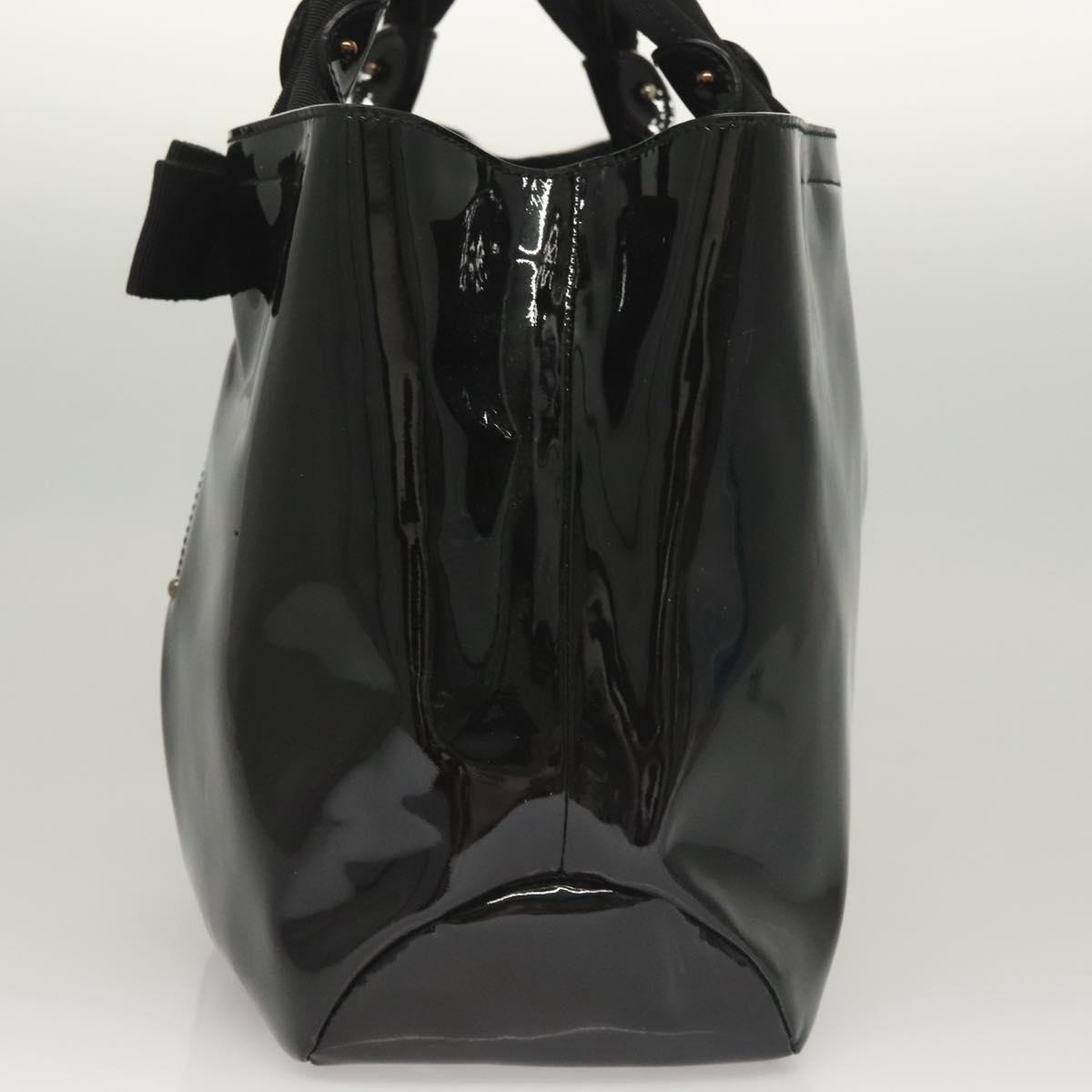 Salvatore Ferragamo Vala Hand Bag Patent leather Black Auth 129211