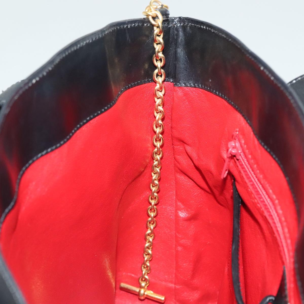 CELINE Tote Bag Leather Black Gold Auth 129215
