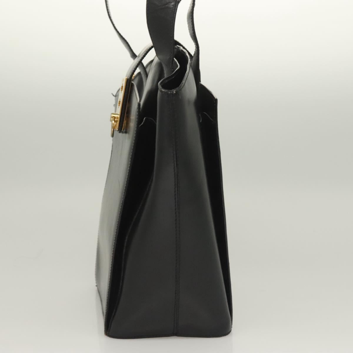 CELINE Tote Bag Leather Black Gold Auth 129215