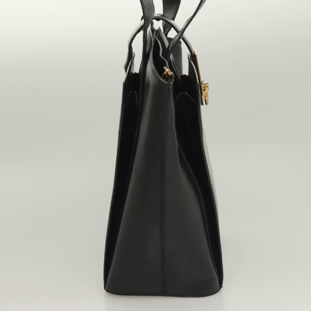 CELINE Tote Bag Leather Black Gold Auth 129215