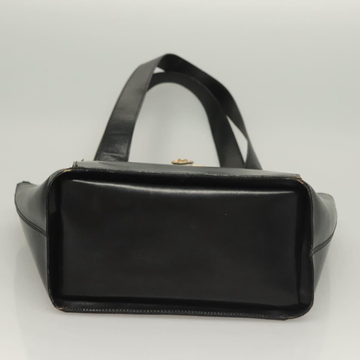 CELINE Tote Bag Leather Black Gold Auth 129215