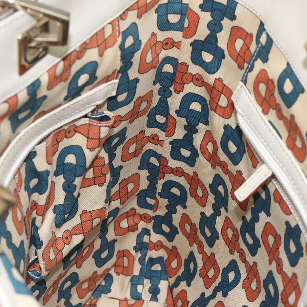 GUCCI GG Canvas Guccissima Tote Bag Leather White Gold 145984 Auth 129226