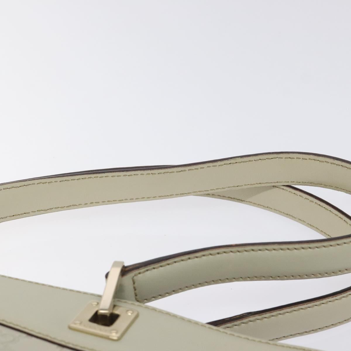 GUCCI GG Canvas Guccissima Tote Bag Leather White Gold 145984 Auth 129226