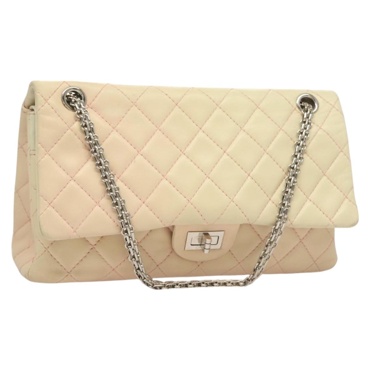 CHANEL Matelasse 2.55 Double Flap Chain Gradient Bag Lamb Skin CC Auth 129232