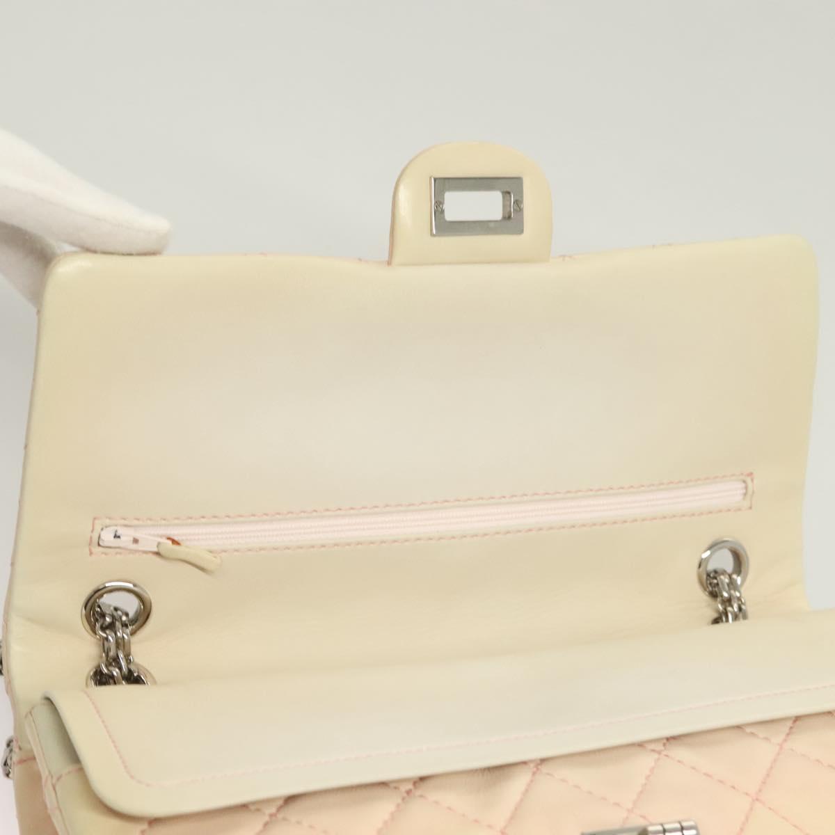 CHANEL Matelasse 2.55 Double Flap Chain Gradient Bag Lamb Skin CC Auth 129232