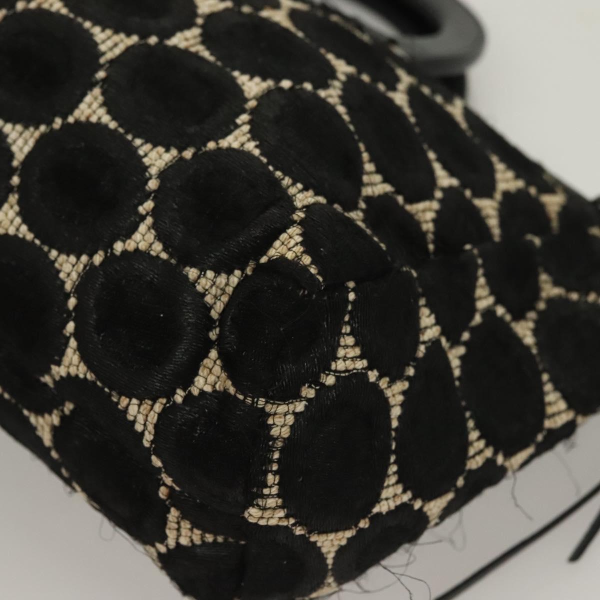 PRADA Hand Bag Canvas Black Silver Auth 129252