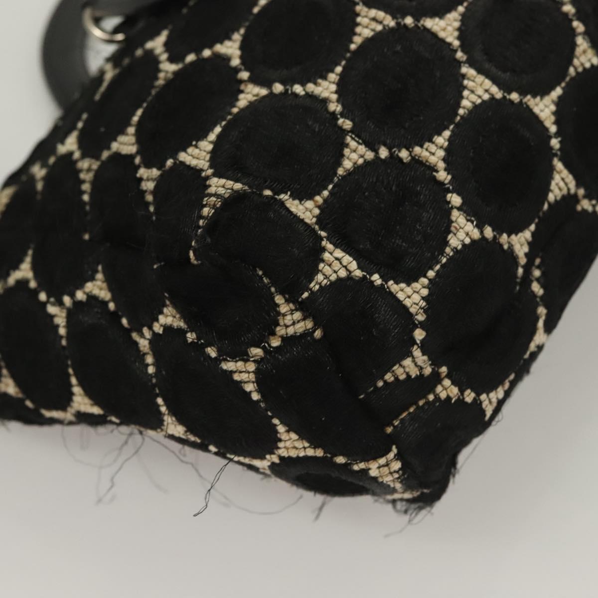 PRADA Hand Bag Canvas Black Silver Auth 129252