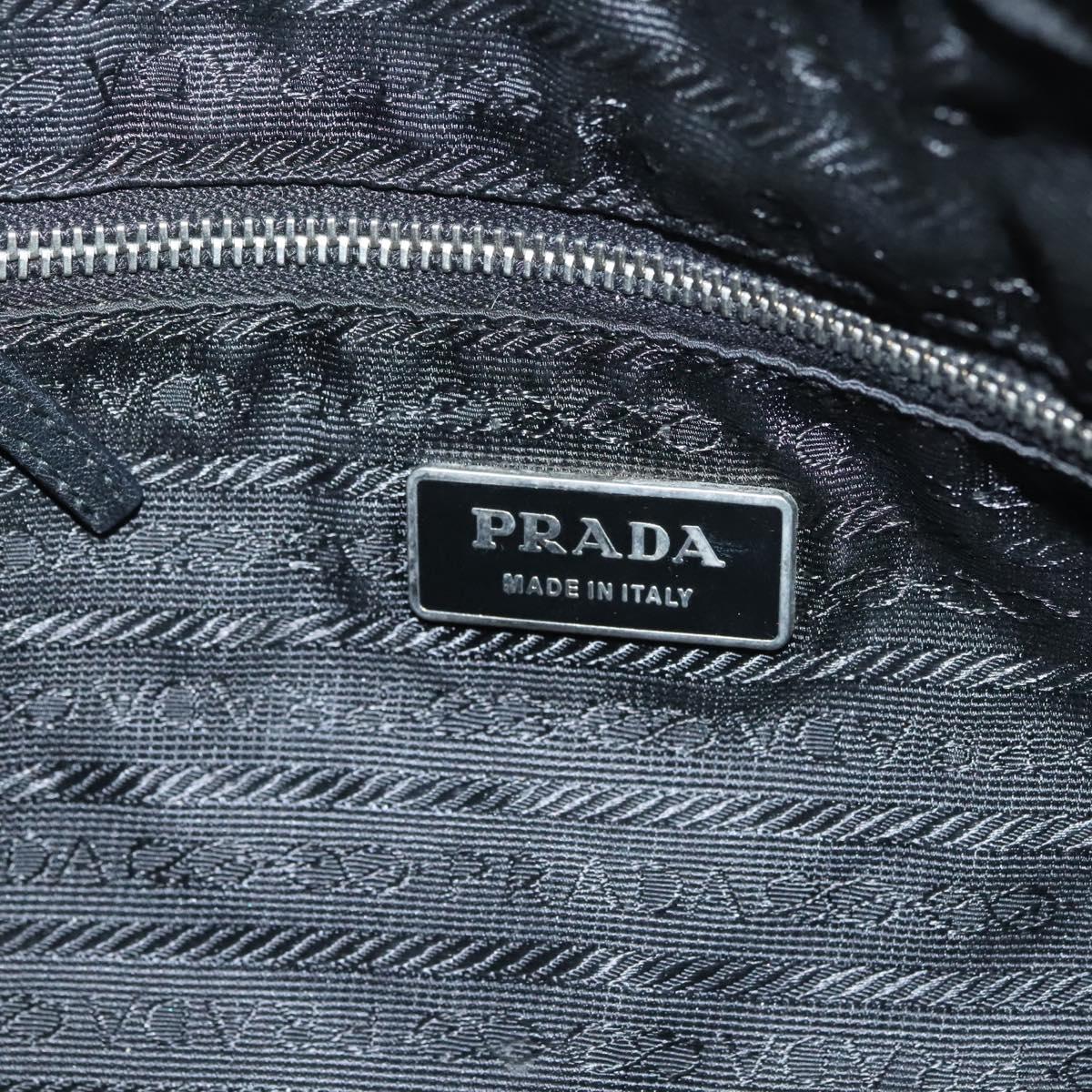 PRADA Hand Bag Canvas Black Silver Auth 129252