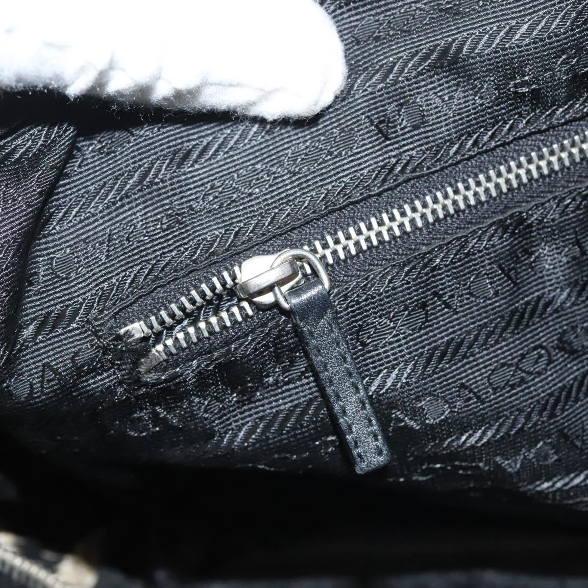 PRADA Hand Bag Canvas Black Silver Auth 129252