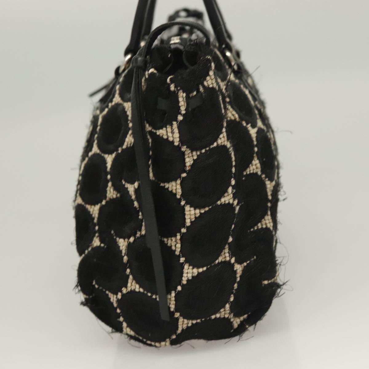 PRADA Hand Bag Canvas Black Silver Auth 129252