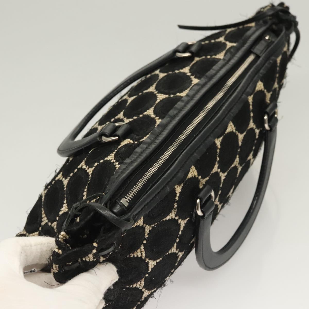 PRADA Hand Bag Canvas Black Silver Auth 129252