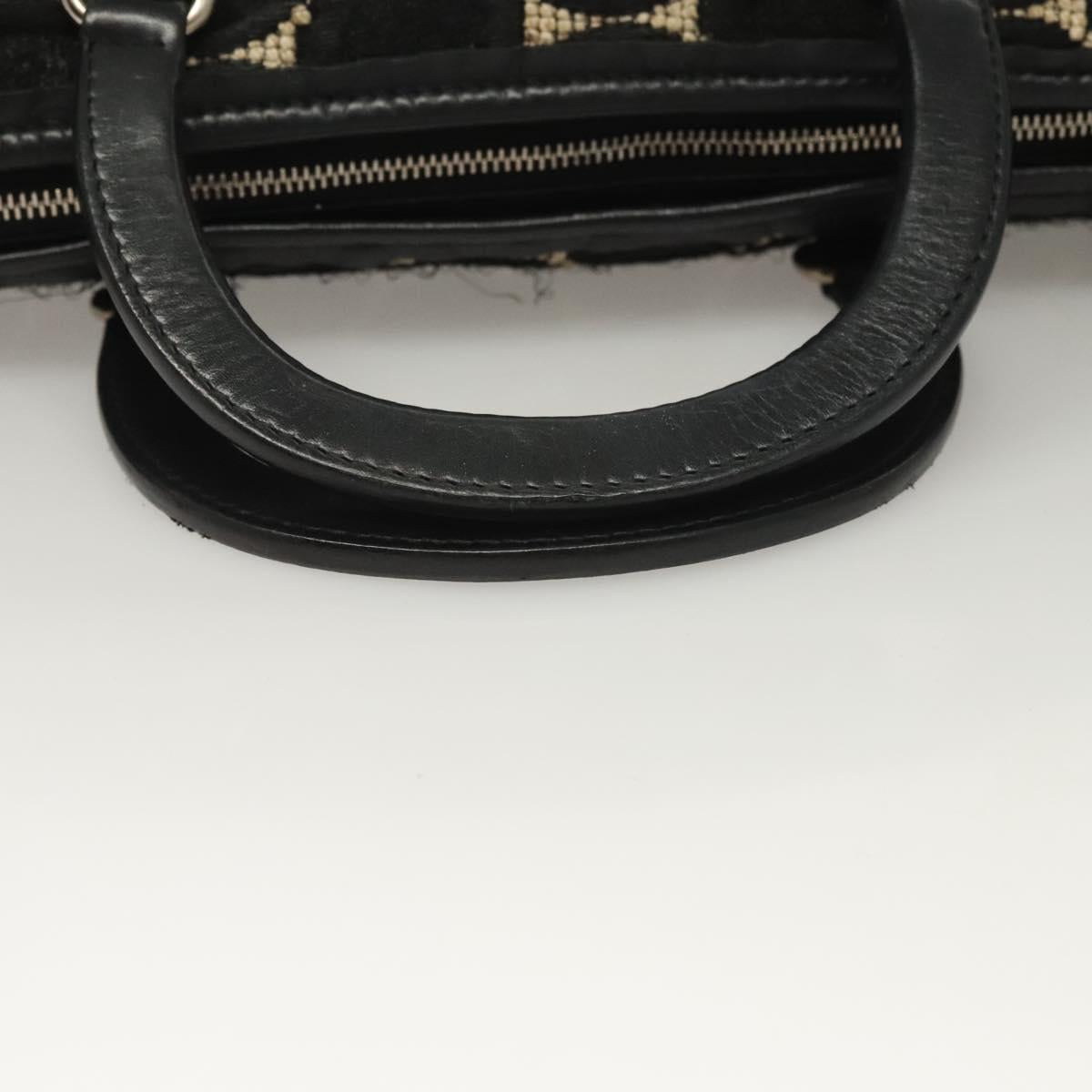 PRADA Hand Bag Canvas Black Silver Auth 129252