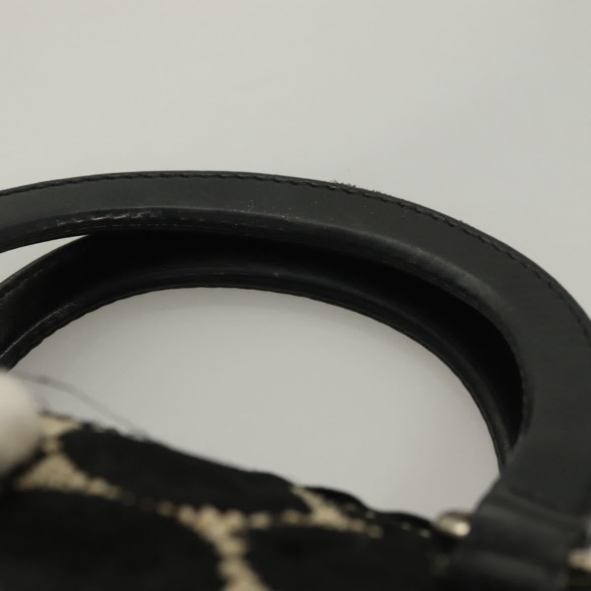 PRADA Hand Bag Canvas Black Silver Auth 129252