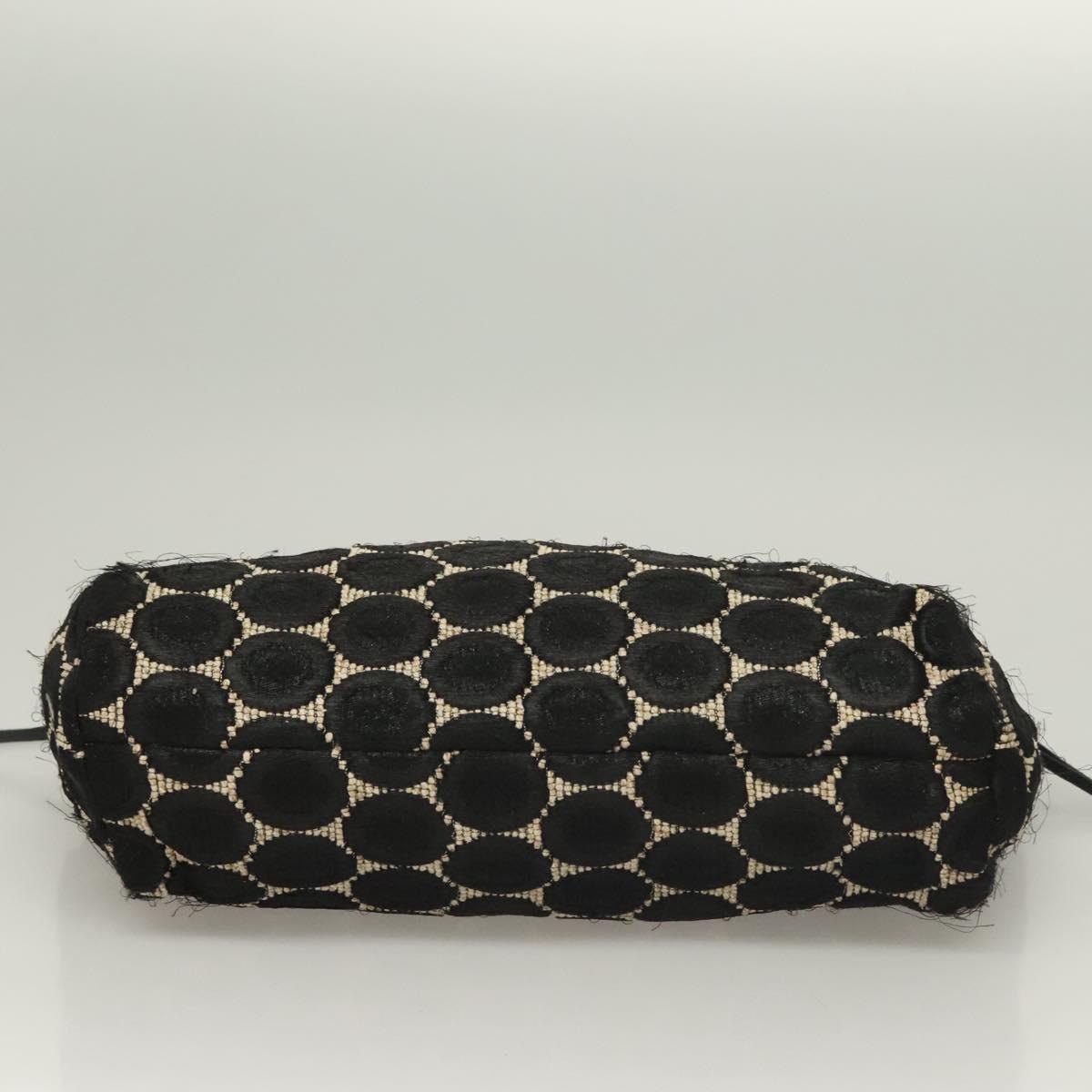 PRADA Hand Bag Canvas Black Silver Auth 129252