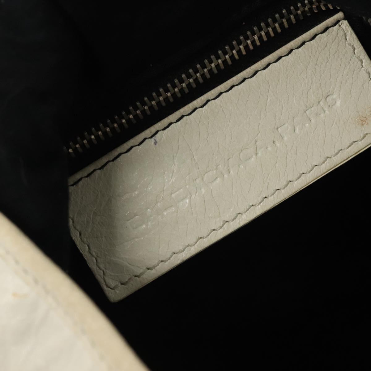 BALENCIAGA The Giant Pom Pom Bag Leather 2way White Silver 204540 Auth 129254