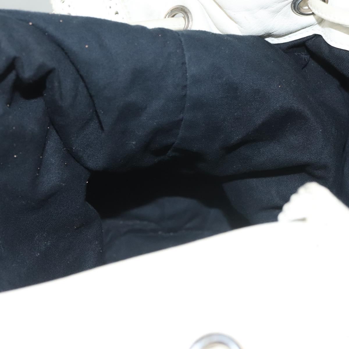 BALENCIAGA The Giant Pom Pom Bag Leather 2way White Silver 204540 Auth 129254