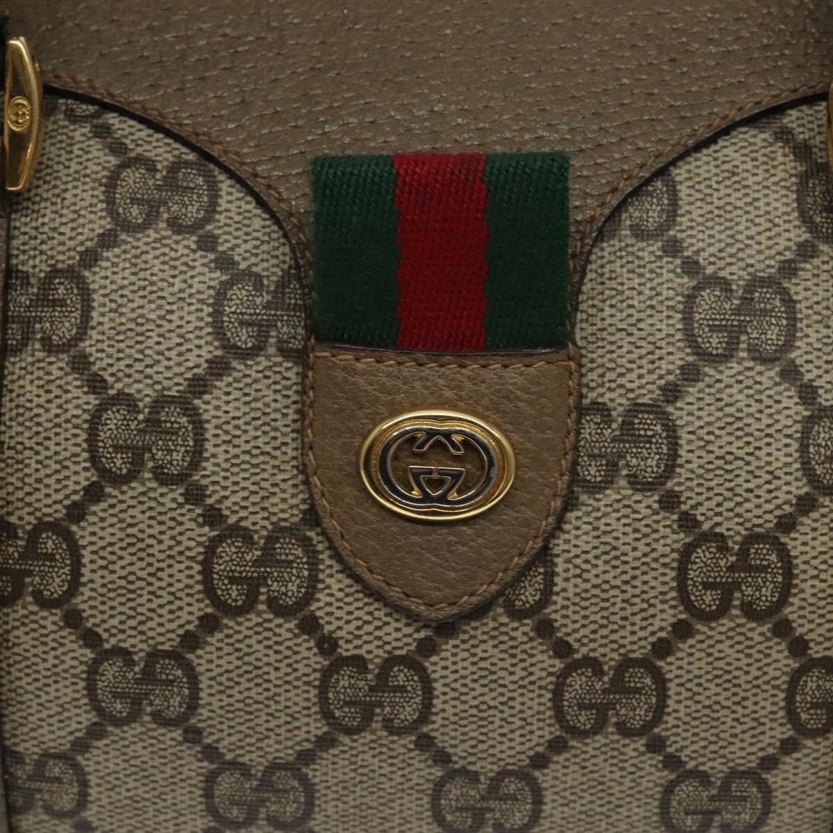 GUCCI GG Supreme Web Sherry Line Hand Bag PVC Beige Gold 116 02 006 Auth 129289