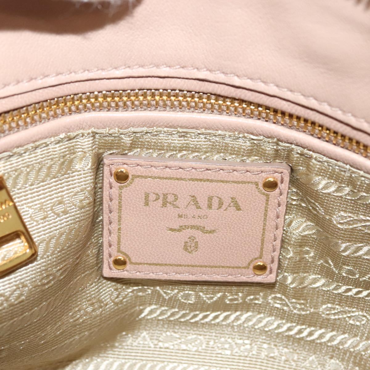 PRADA Gathered Chain Shoulder Bag Leather Pink Gold Auth 129324
