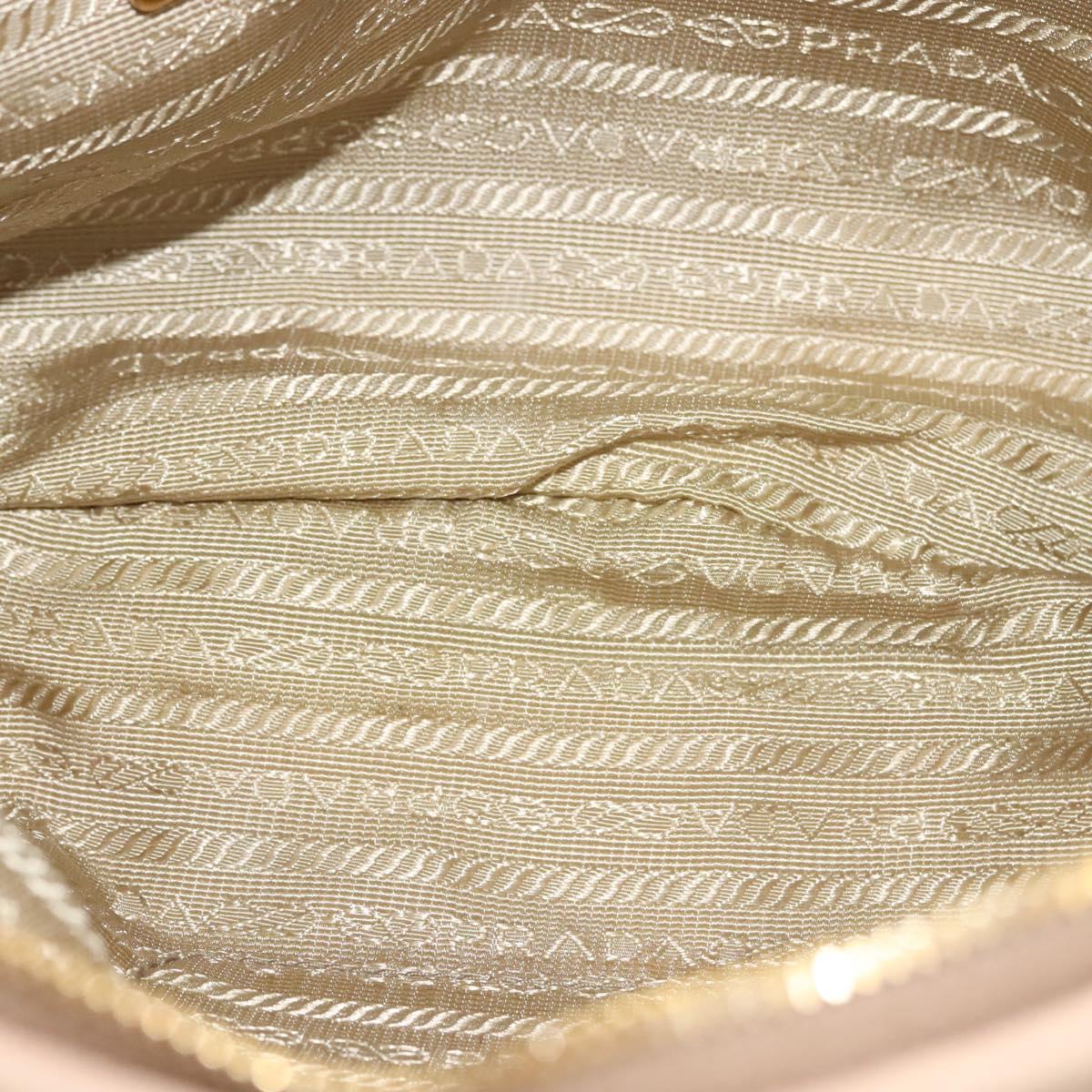 PRADA Gathered Chain Shoulder Bag Leather Pink Gold Auth 129324