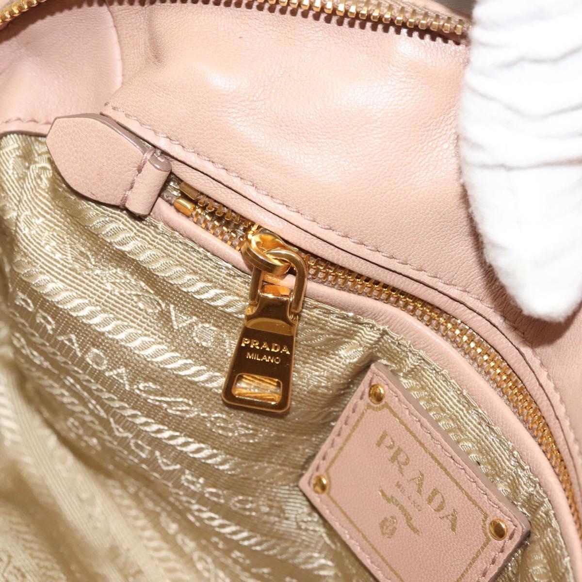 PRADA Gathered Chain Shoulder Bag Leather Pink Gold Auth 129324