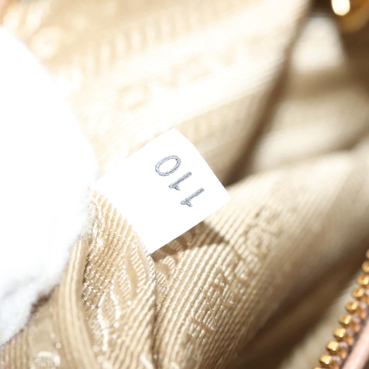 PRADA Gathered Chain Shoulder Bag Leather Pink Gold Auth 129324