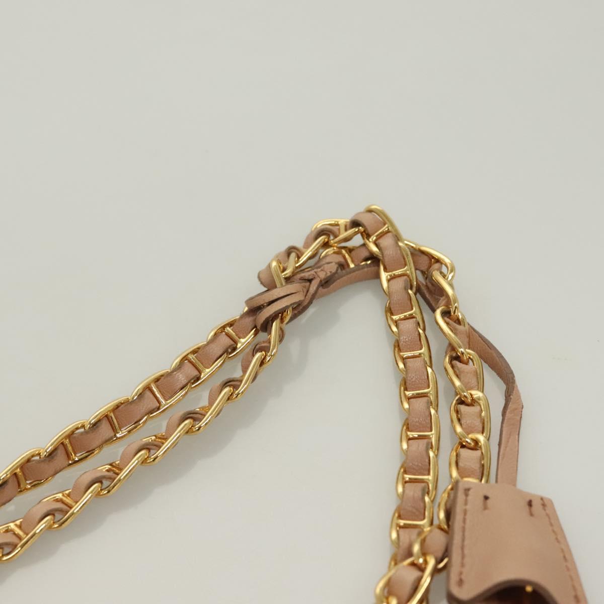 PRADA Gathered Chain Shoulder Bag Leather Pink Gold Auth 129324