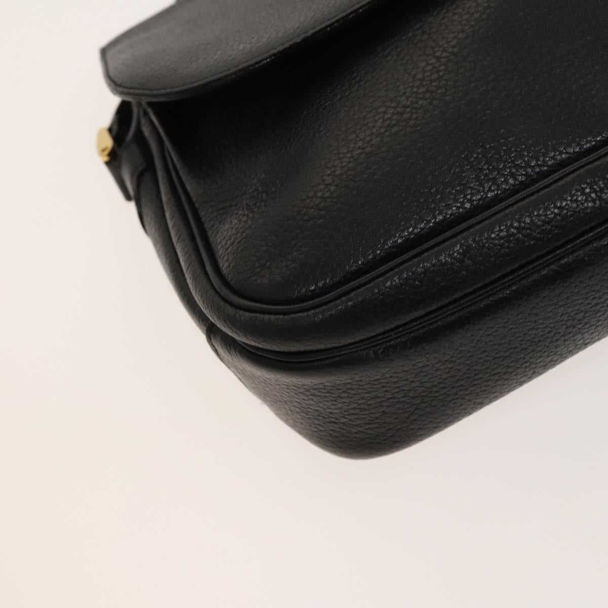 Burberrys Shoulder Bag Leather Black Gold Auth 129329