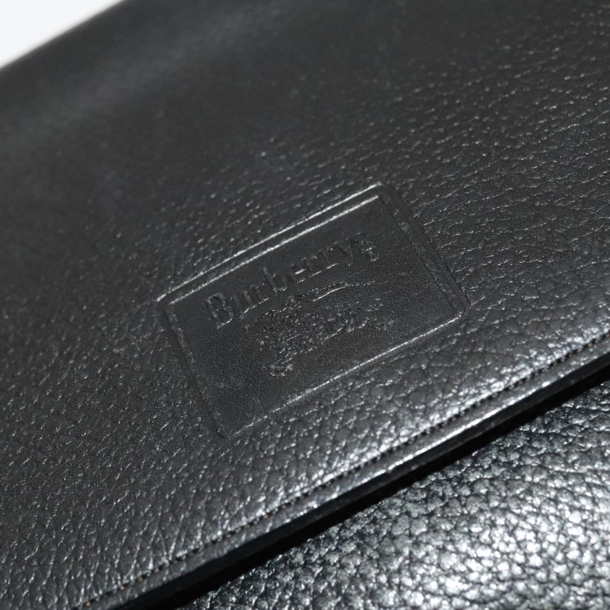 Burberrys Shoulder Bag Leather Black Gold Auth 129329