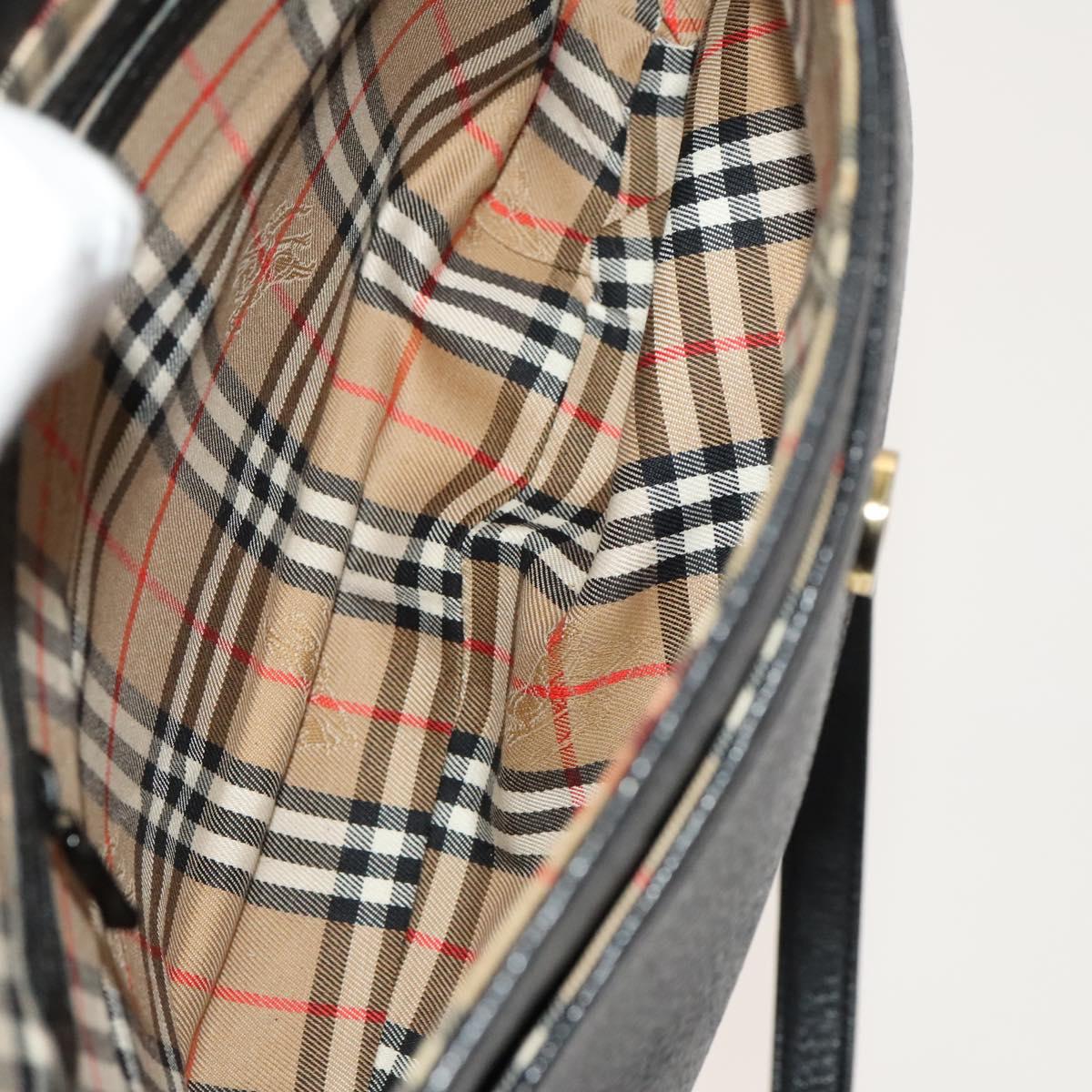 Burberrys Shoulder Bag Leather Black Gold Auth 129329