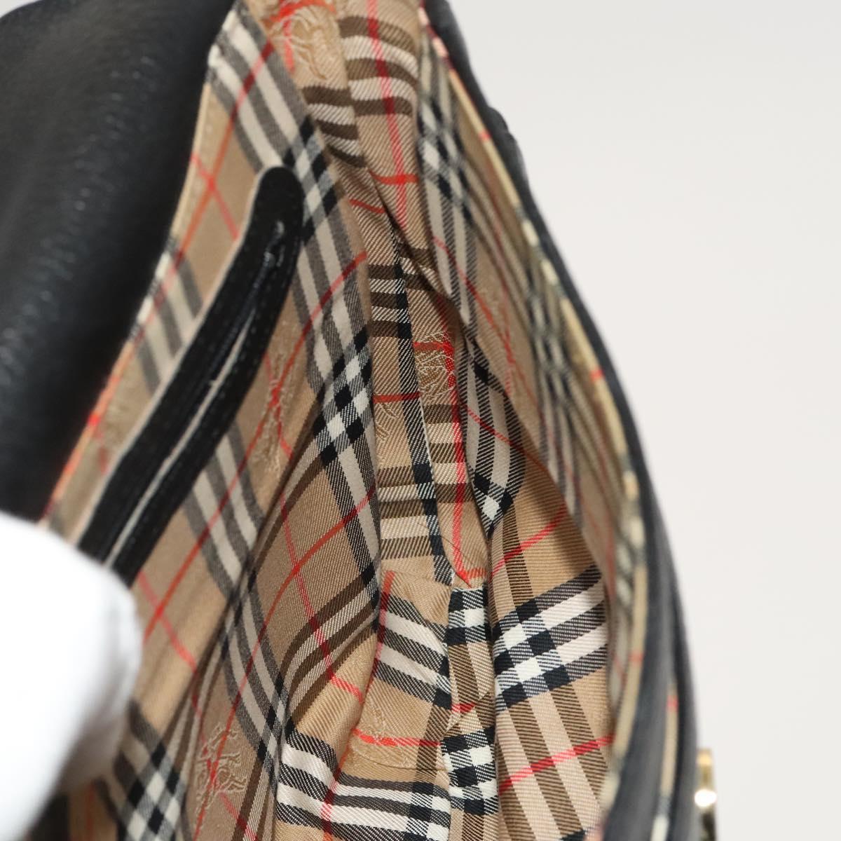 Burberrys Shoulder Bag Leather Black Gold Auth 129329