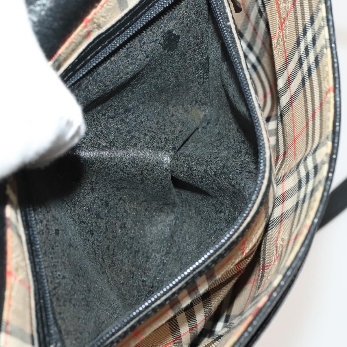 Burberrys Shoulder Bag Leather Black Gold Auth 129329