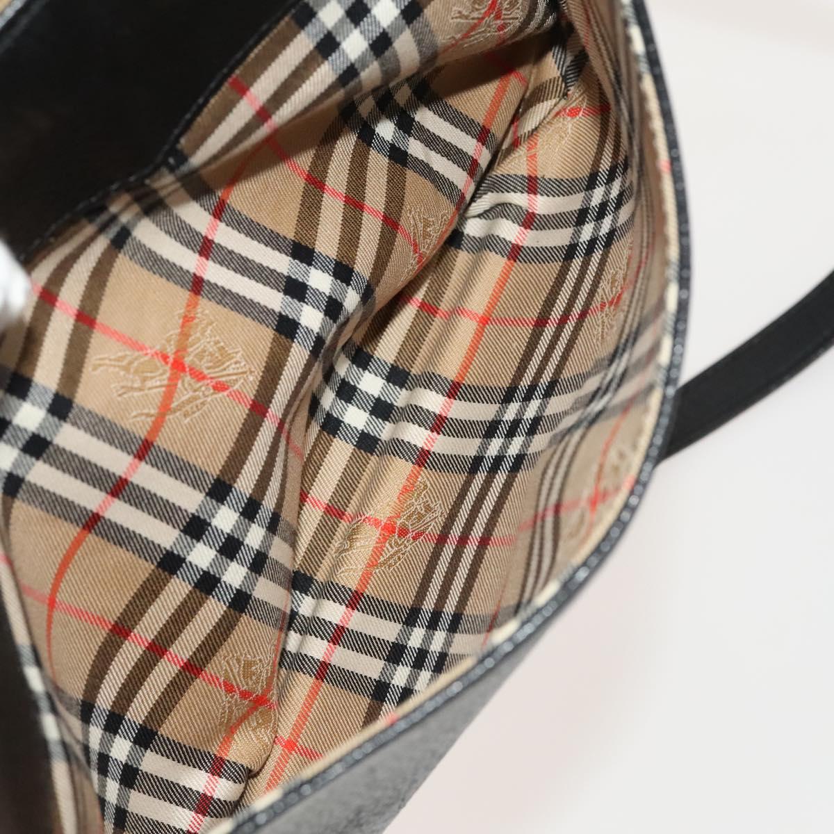 Burberrys Shoulder Bag Leather Black Gold Auth 129329