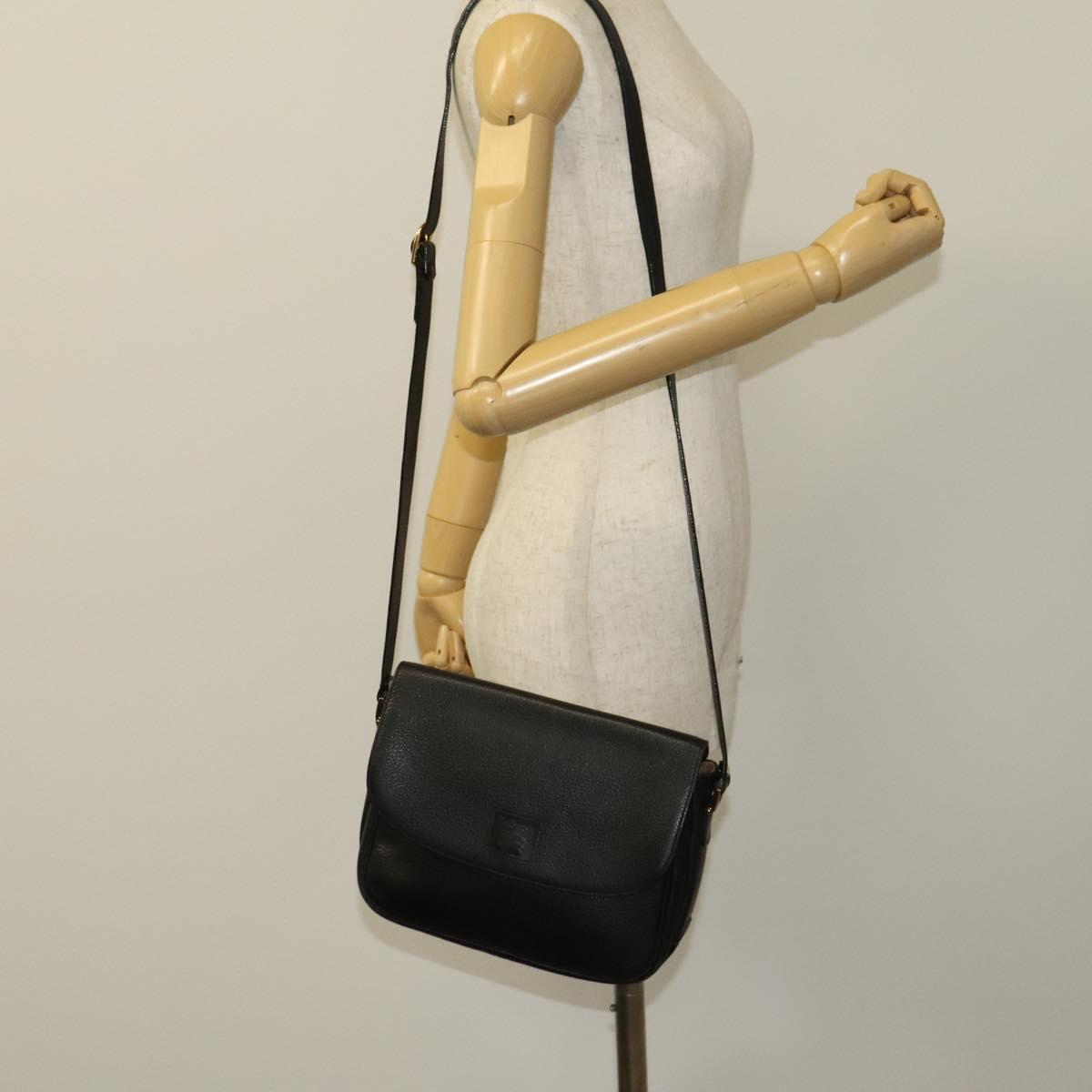 Burberrys Shoulder Bag Leather Black Gold Auth 129329