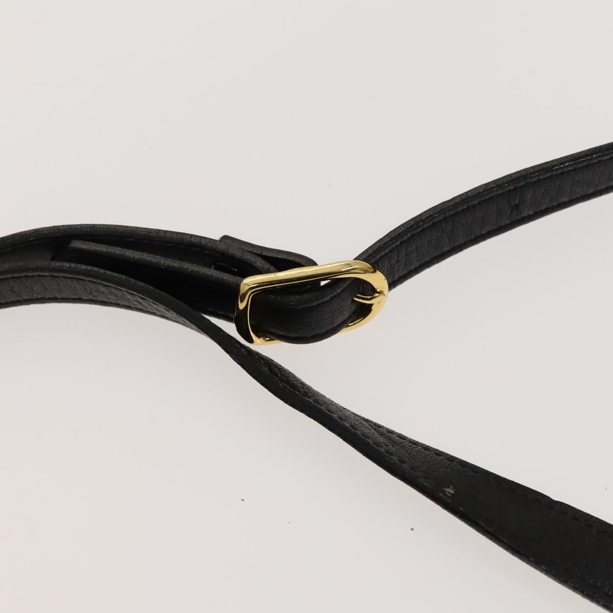 Burberrys Shoulder Bag Leather Black Gold Auth 129329