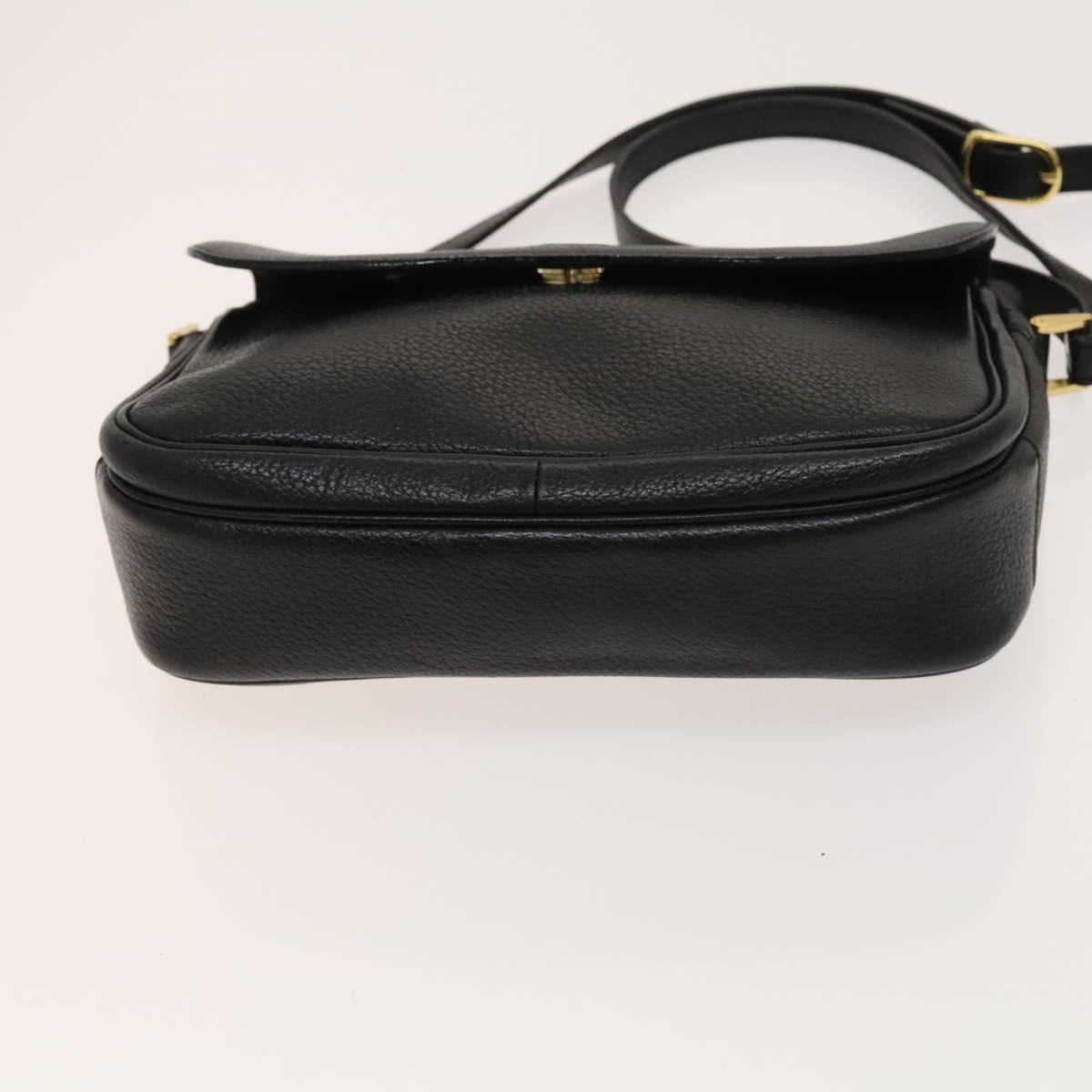 Burberrys Shoulder Bag Leather Black Gold Auth 129329