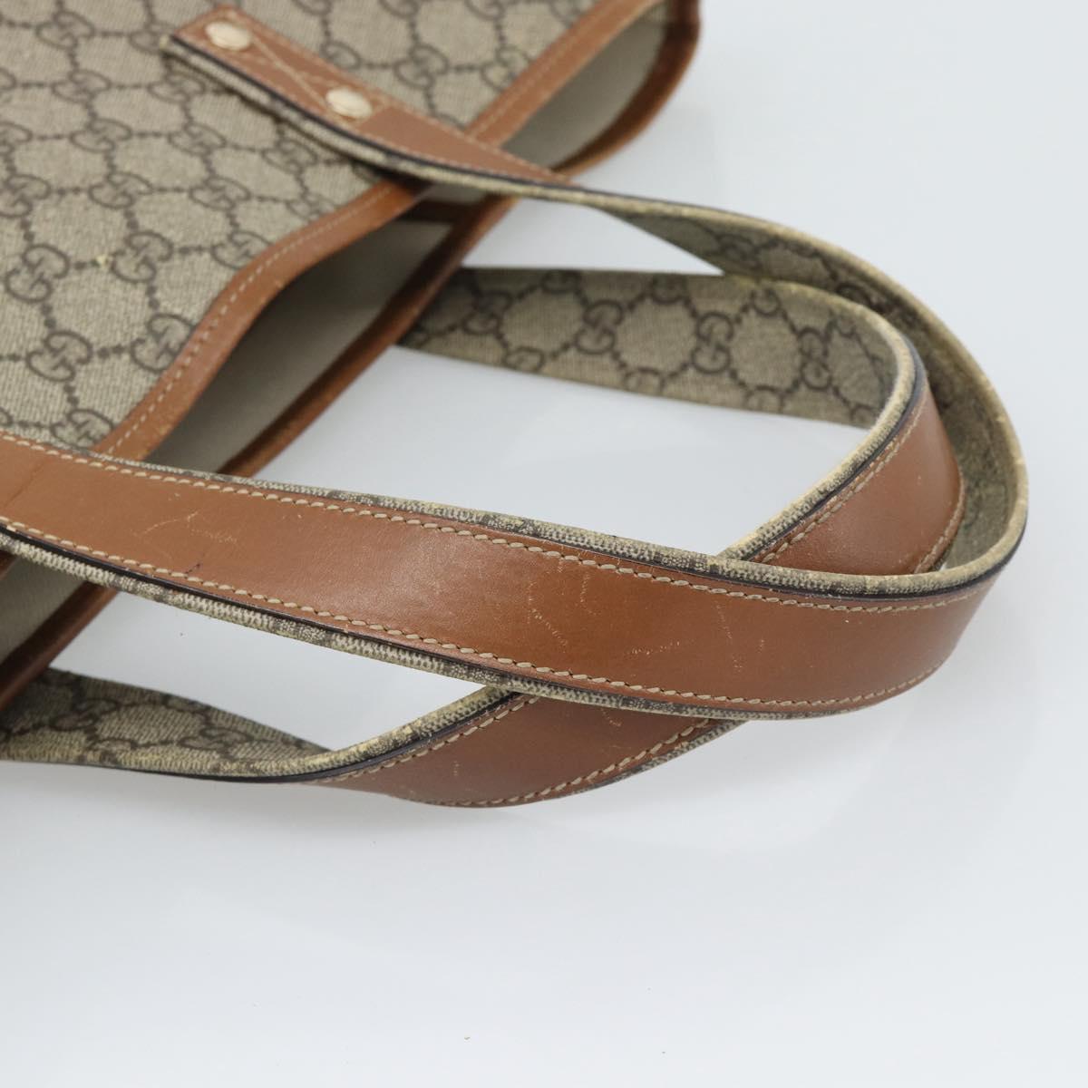 GUCCI GG Supreme Tote Bag PVC Beige Gold 211134 Auth 129338