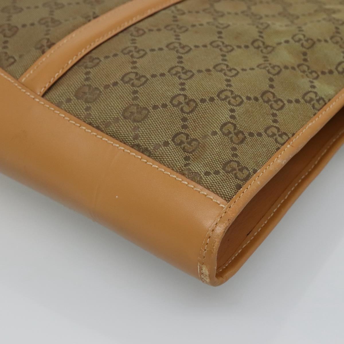 GUCCI GG Canvas Shoulder Bag Beige Gold Auth 129343