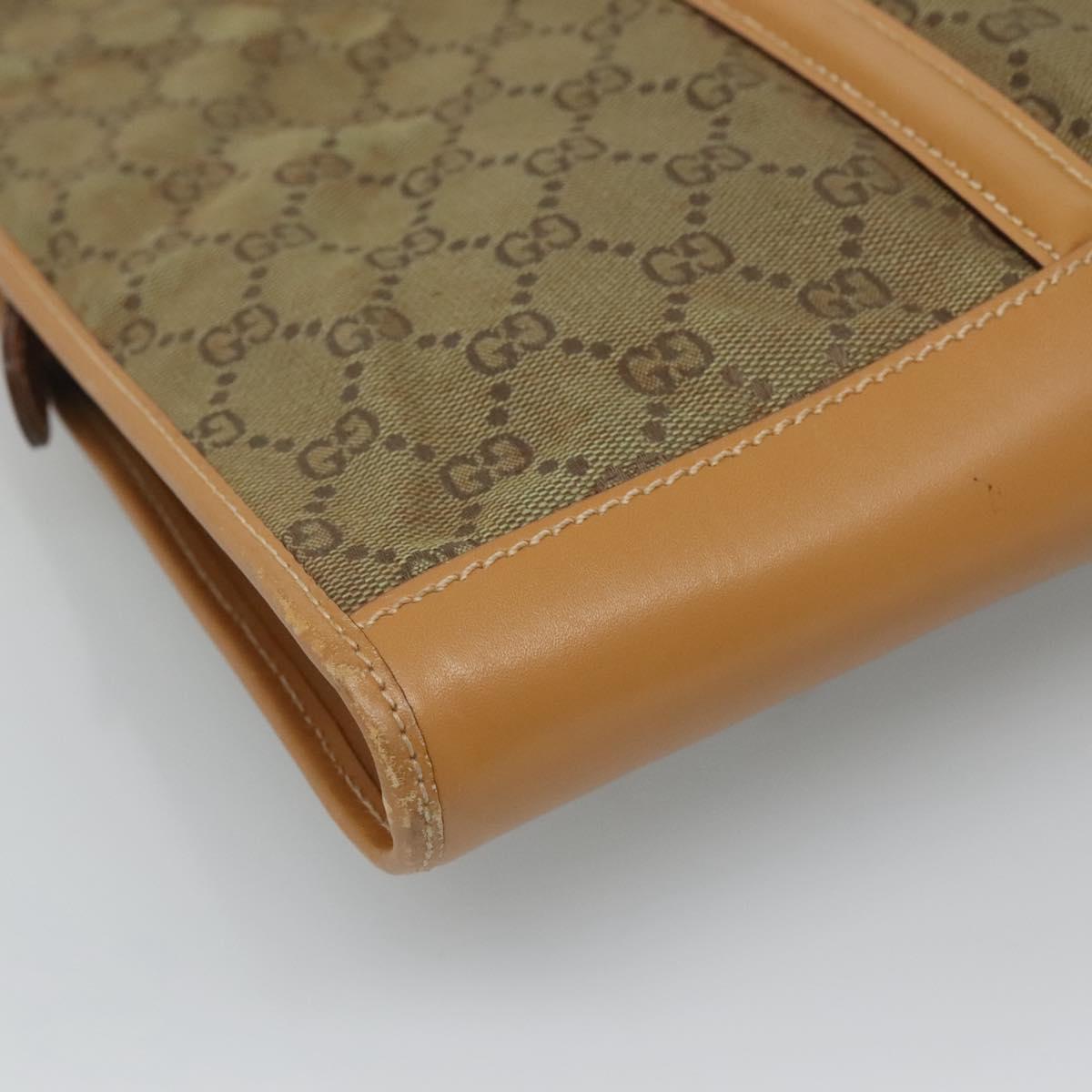 GUCCI GG Canvas Shoulder Bag Beige Gold Auth 129343