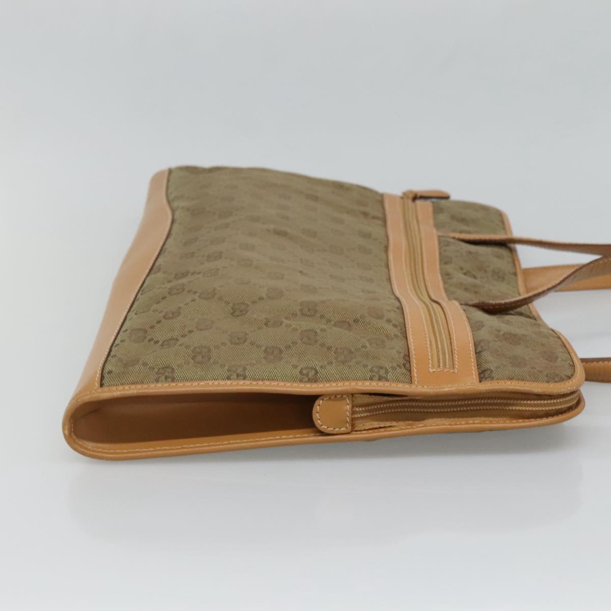 GUCCI GG Canvas Shoulder Bag Beige Gold Auth 129343