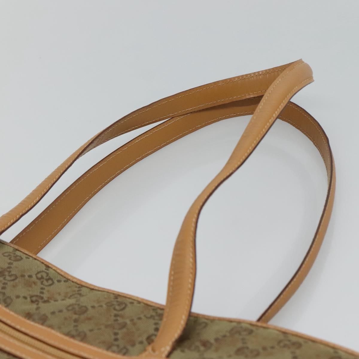 GUCCI GG Canvas Shoulder Bag Beige Gold Auth 129343