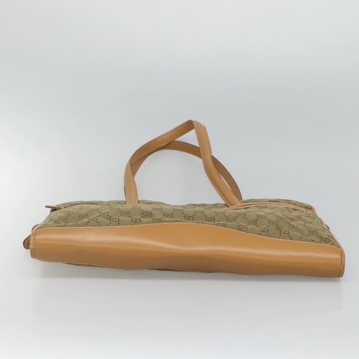 GUCCI GG Canvas Shoulder Bag Beige Gold Auth 129343