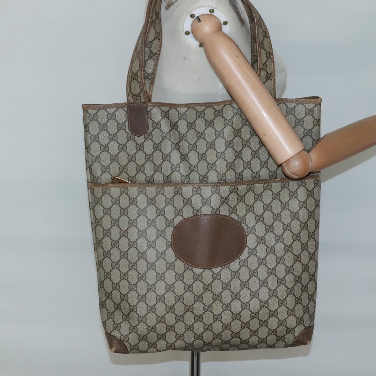 GUCCI GG Supreme Tote Bag PVC Beige Gold 002 39 0054 Auth 129381