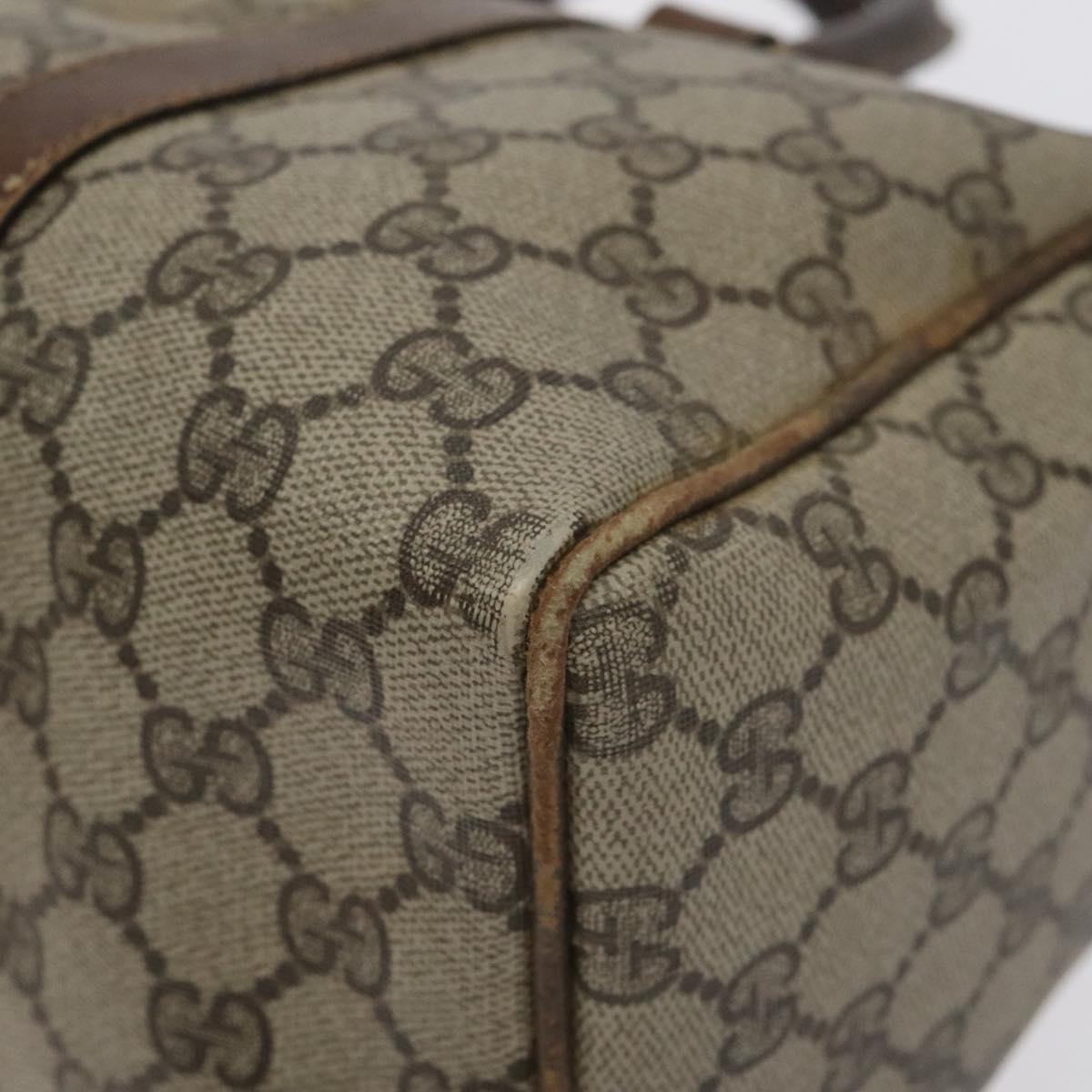 GUCCI GG Supreme Web Sherry Line Hand Bag PVC Beige Gold Auth 129383